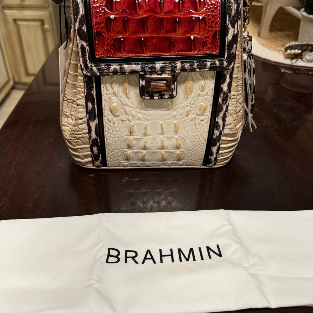 NWT Brahmin Margo Red Solarium Leather Bag
